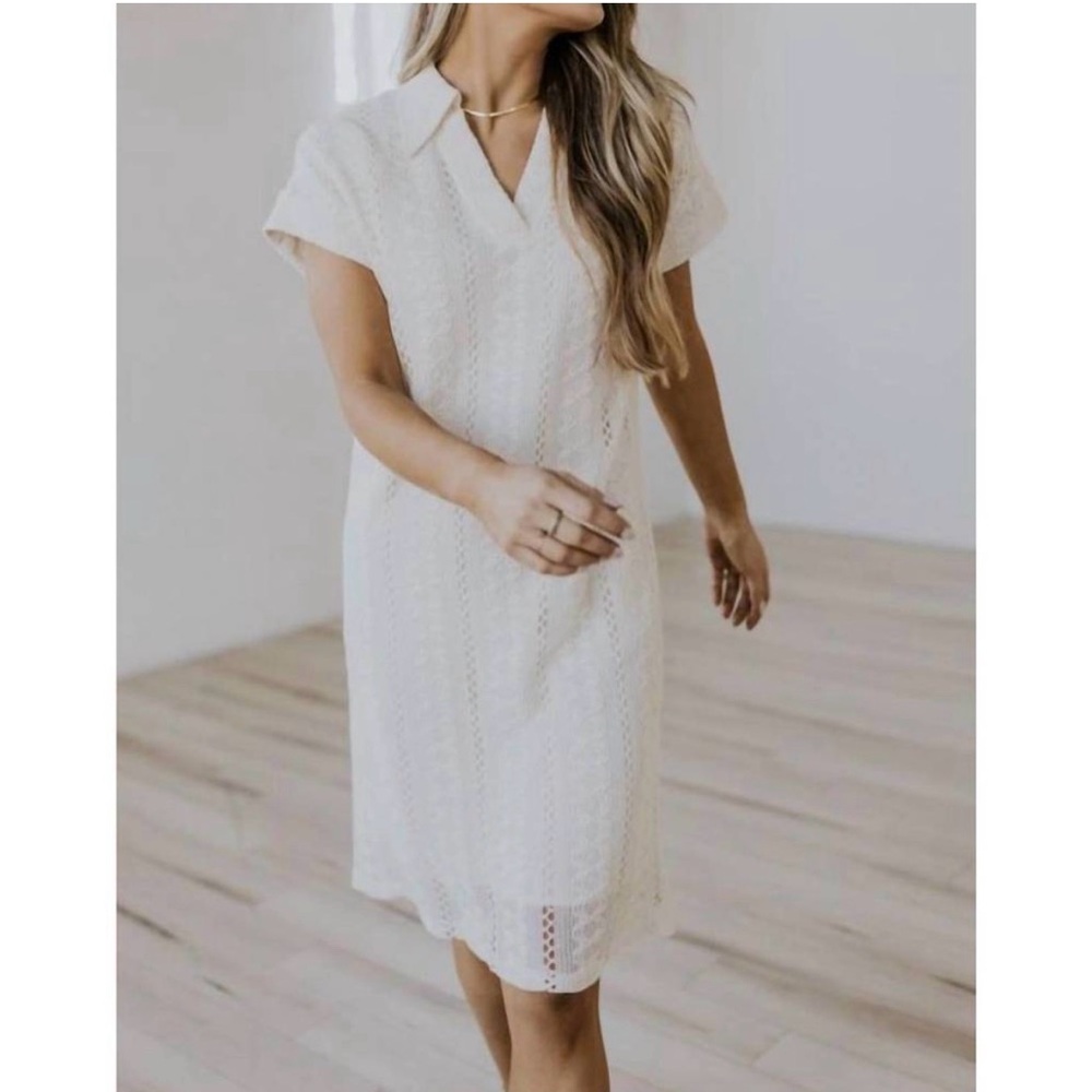 ROOLEE kristy collared lace dress‎ in cream NWOT